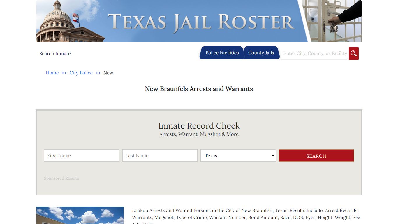 New Braunfels Arrests and Warrants | Jail Roster Search